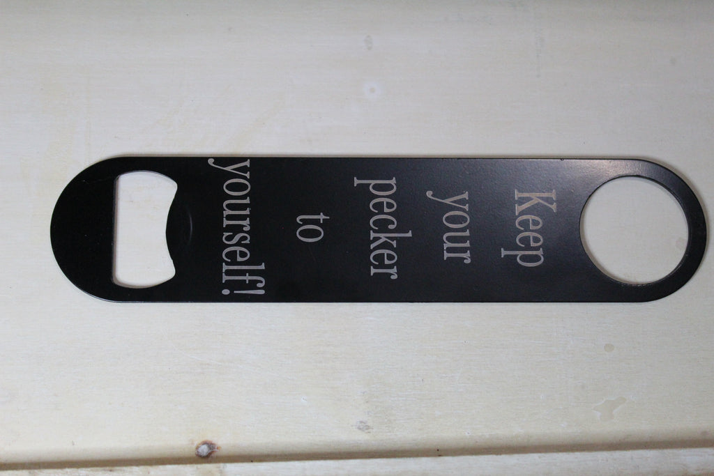 7 inch Bottle Opener With Rooster and Tracks (Adult Humor)