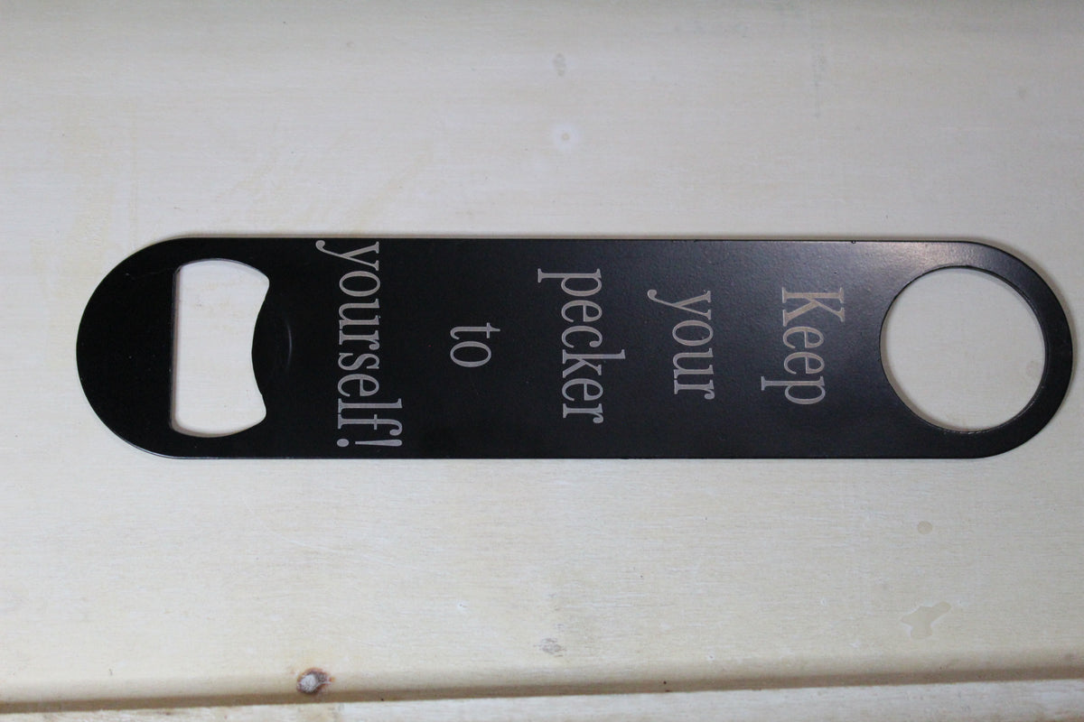7 inch Bottle Opener With Rooster and Tracks (Adult Humor)