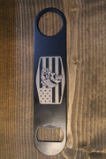 7 inch Black Bottle Opener (USA flag with Bass)