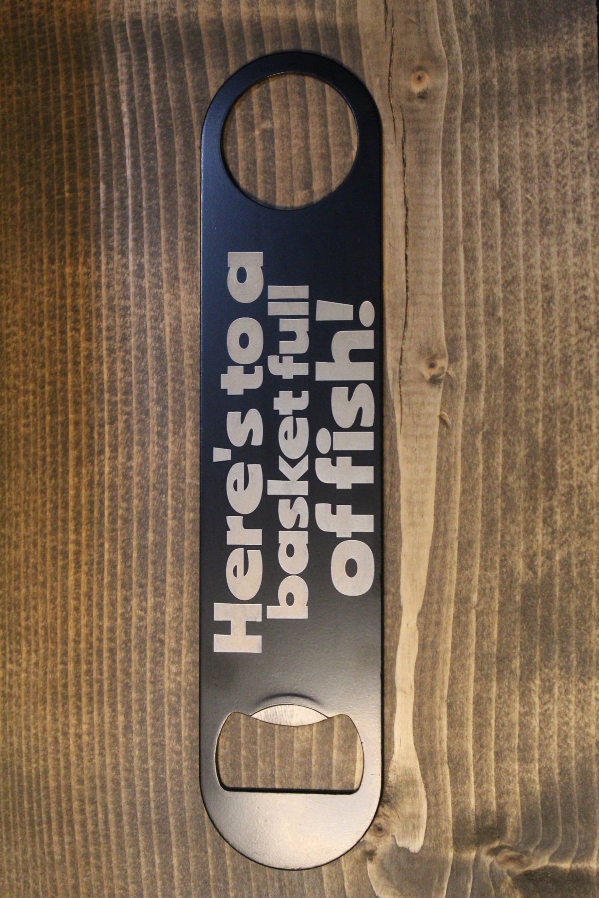 7 inch Black Bottle Opener (USA flag with Bass)