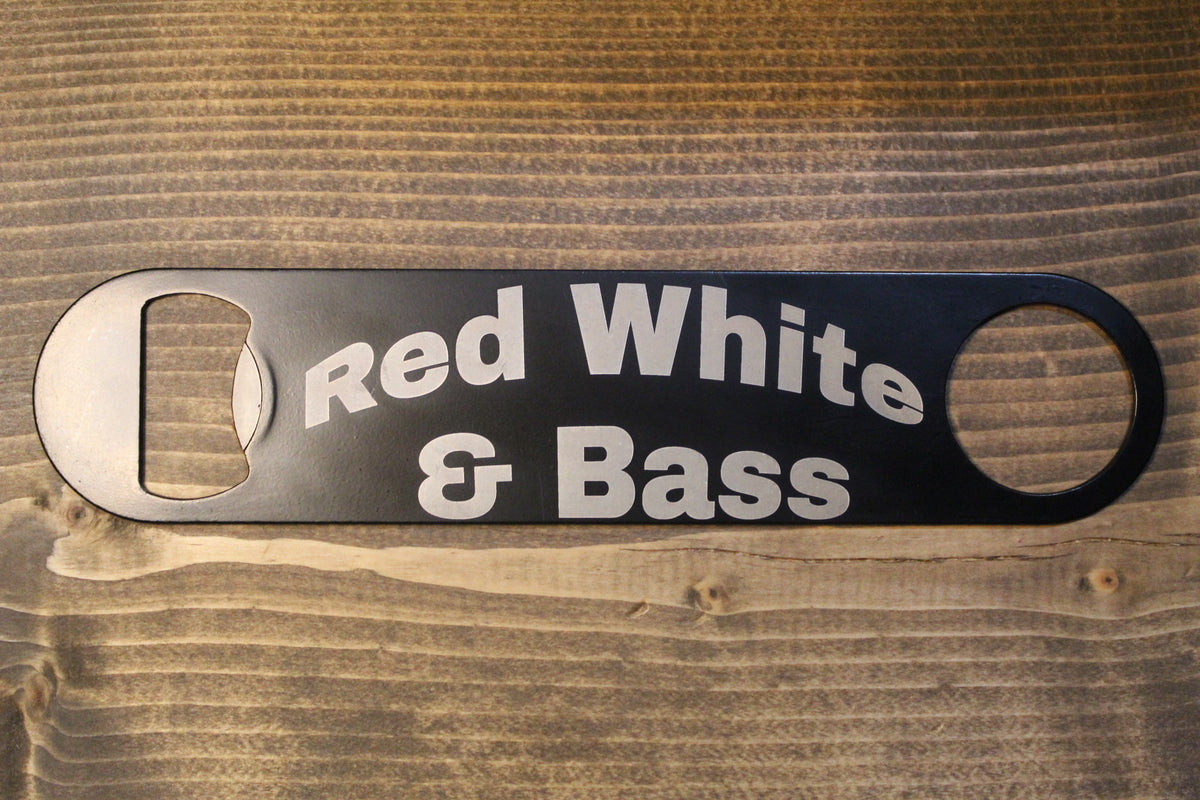 7 inch Black Bottle Opener (USA flag with Bass and "Livin' Tha Dream")