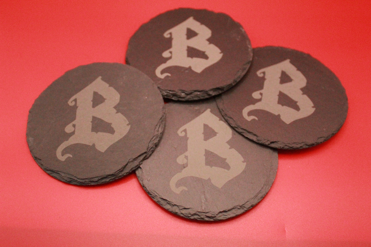 4-Round Stone Coaster With 1 Letter