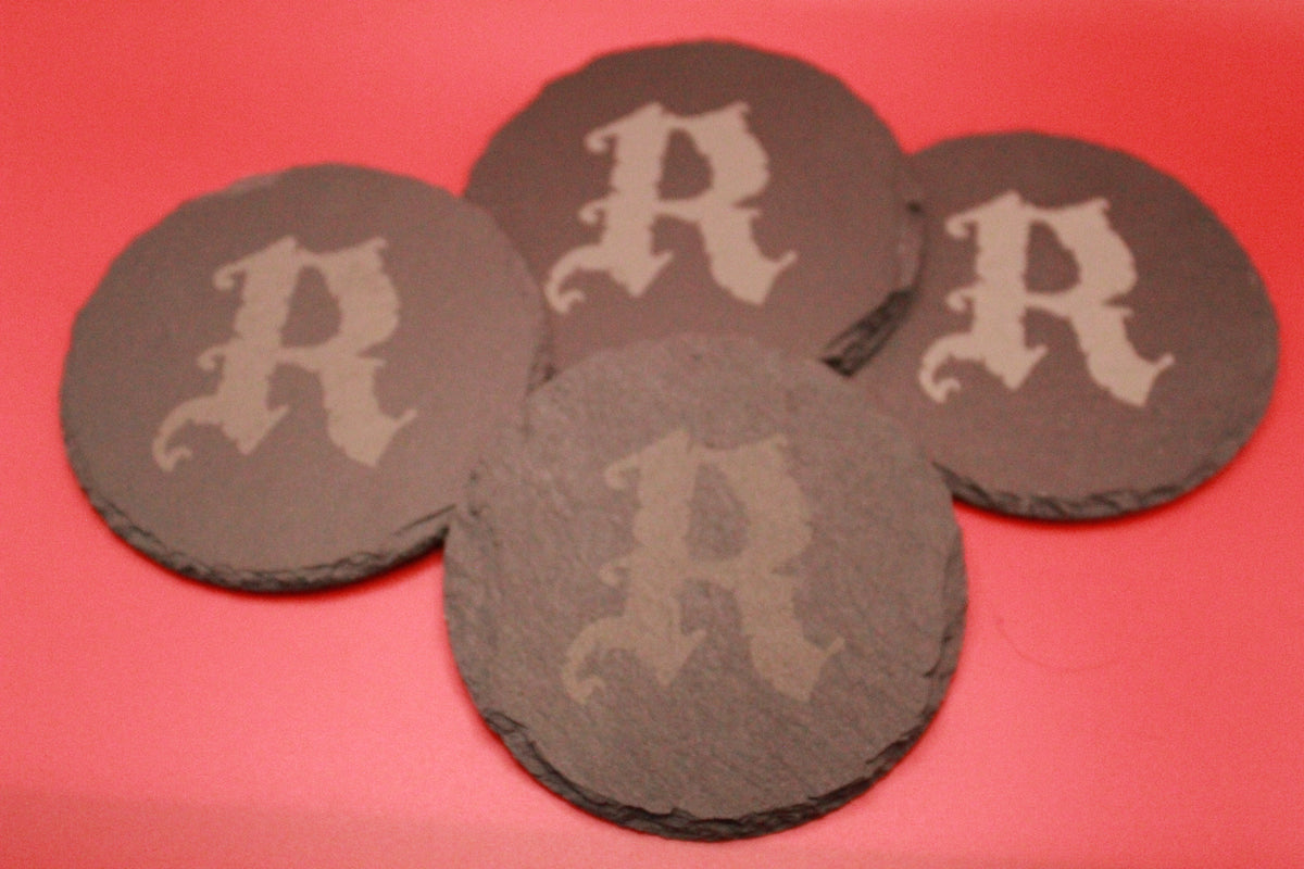 4-Round Stone Coaster With 1 Letter