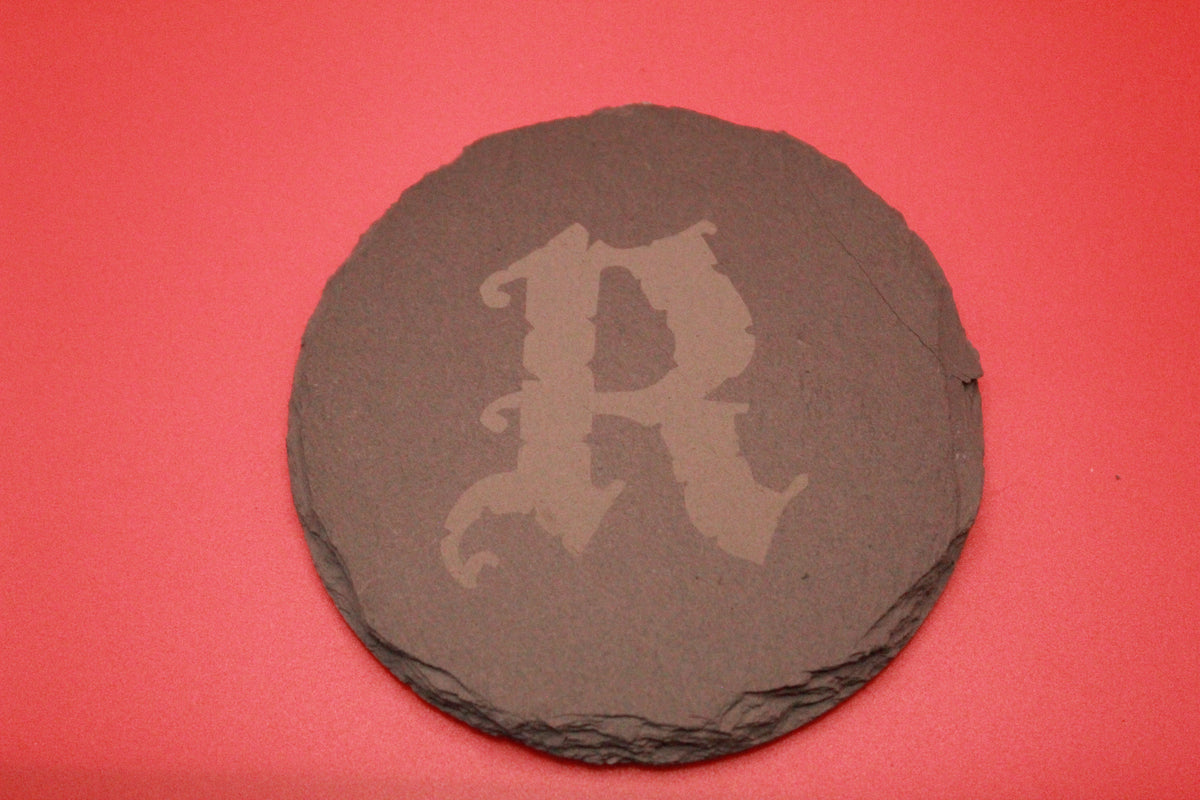 4-Round Stone Coaster With 1 Letter