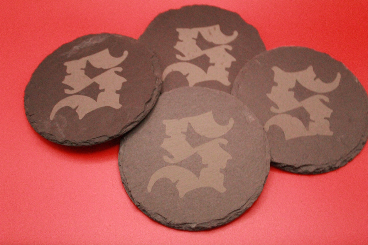 4-Round Stone Coaster With 1 Letter