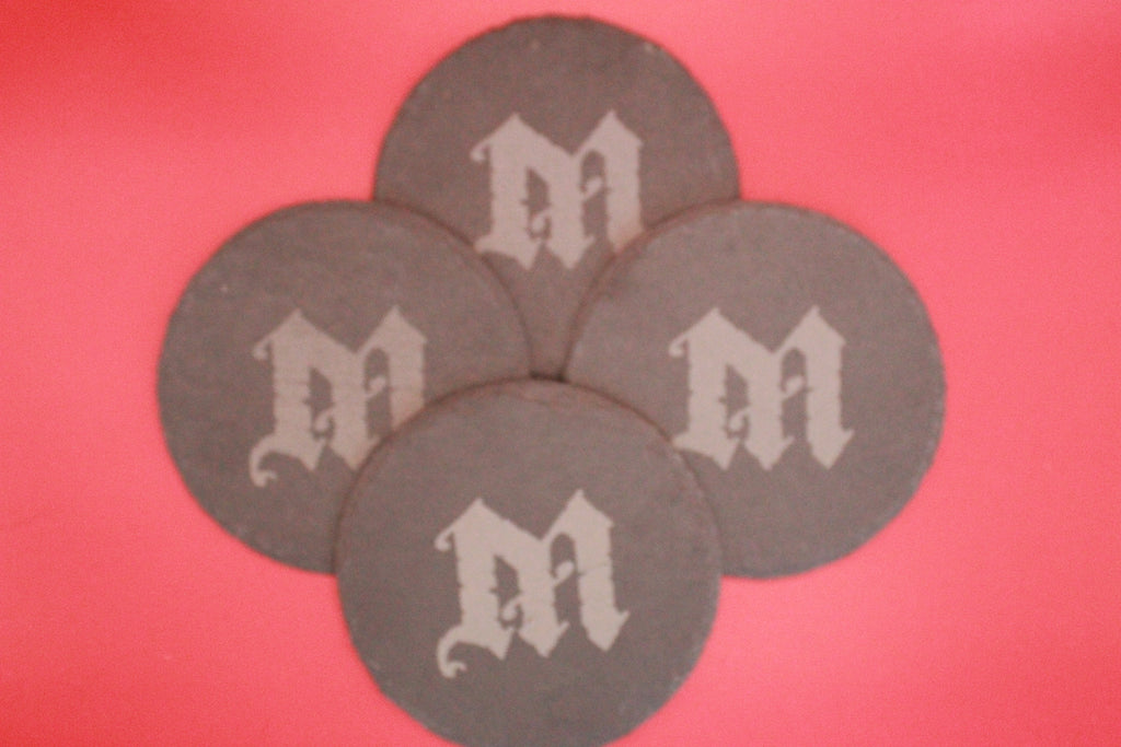 4-Round Stone Coaster With 1 Letter