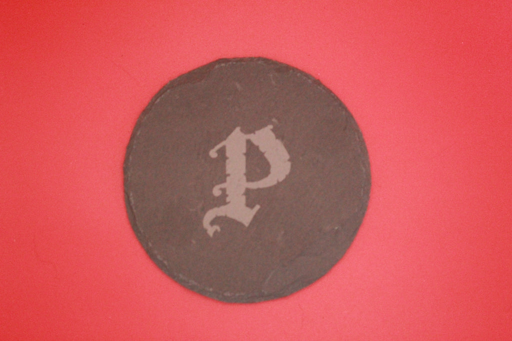 4-Round Stone Coaster With 1 Letter