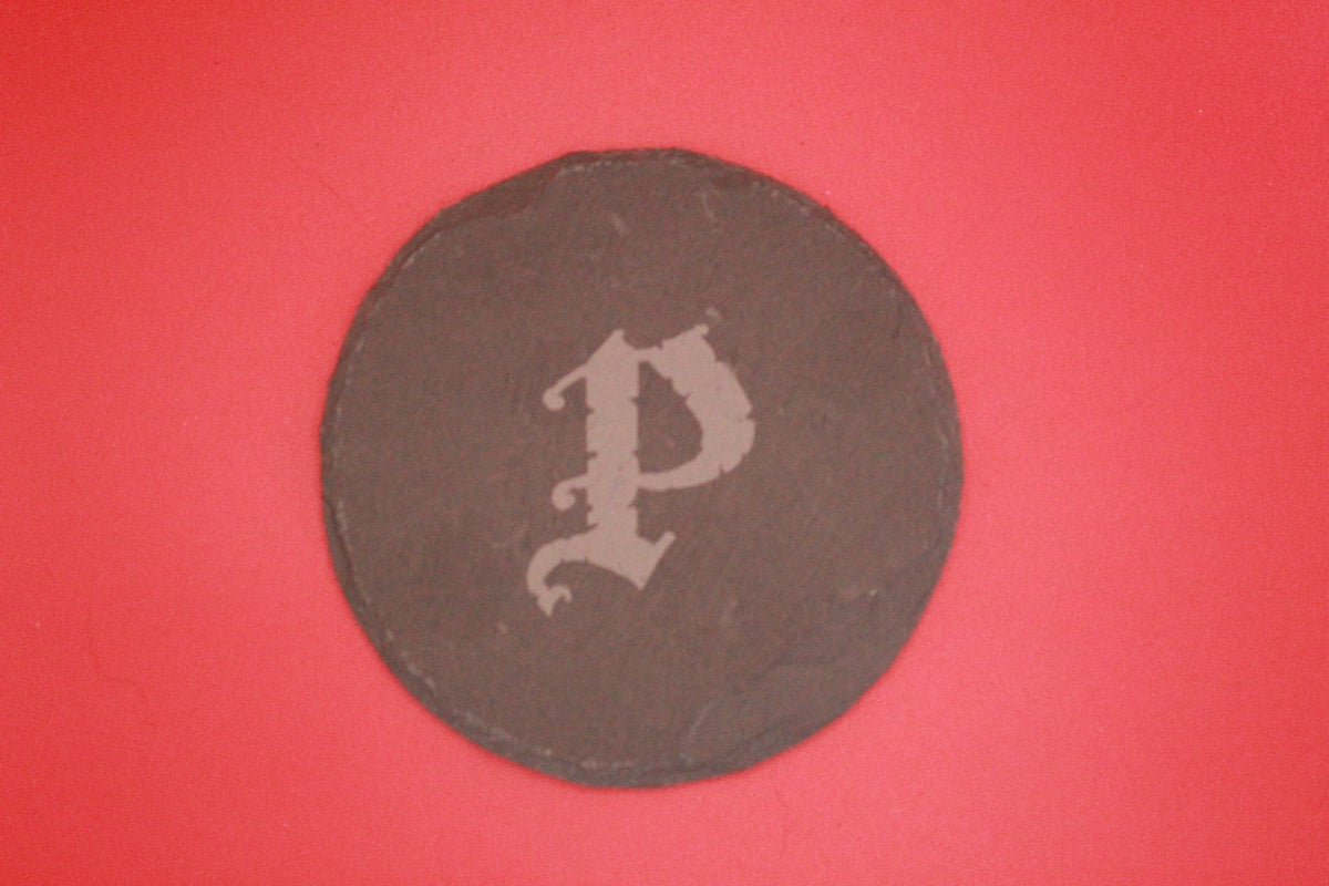 4-Round Stone Coaster With 1 Letter