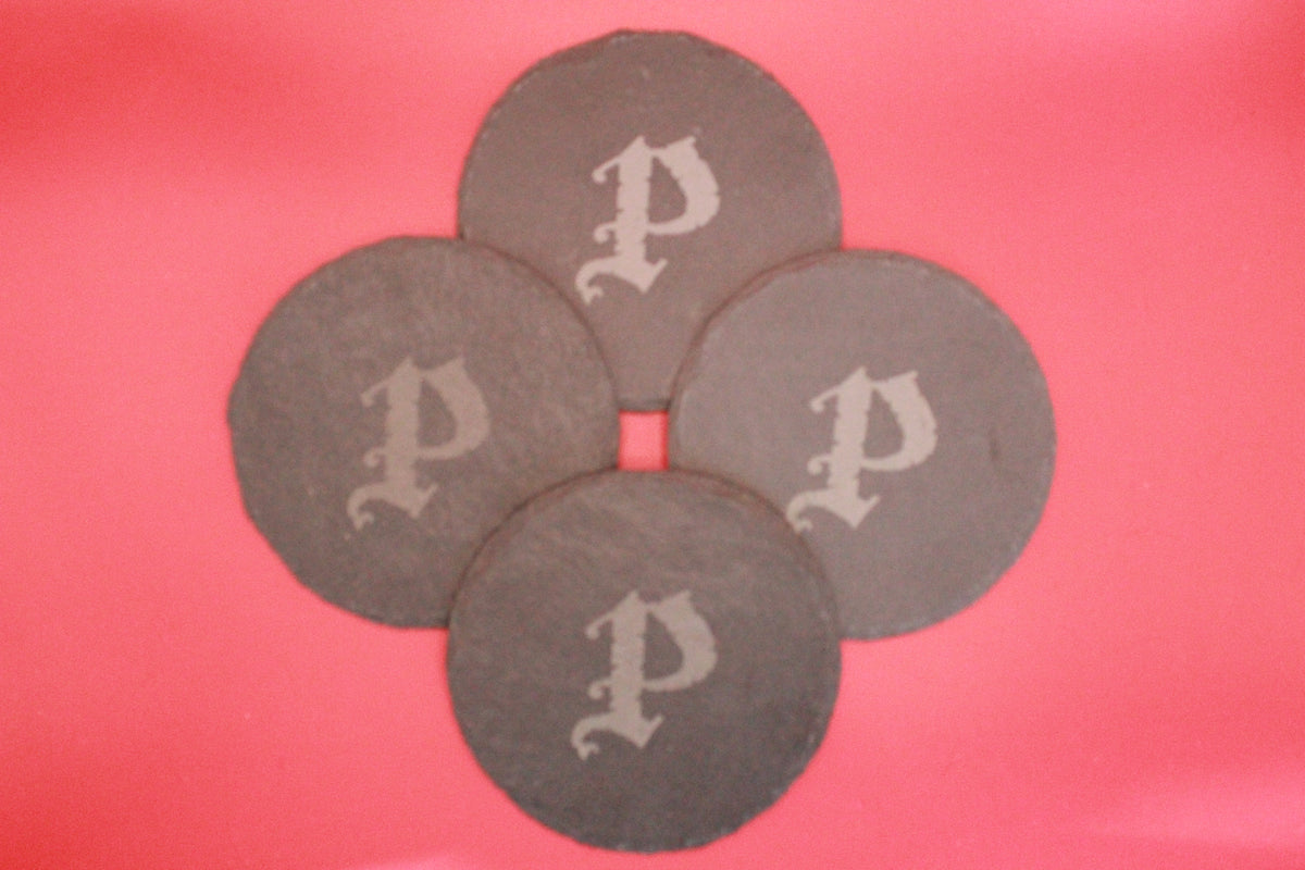 4-Round Stone Coaster With 1 Letter