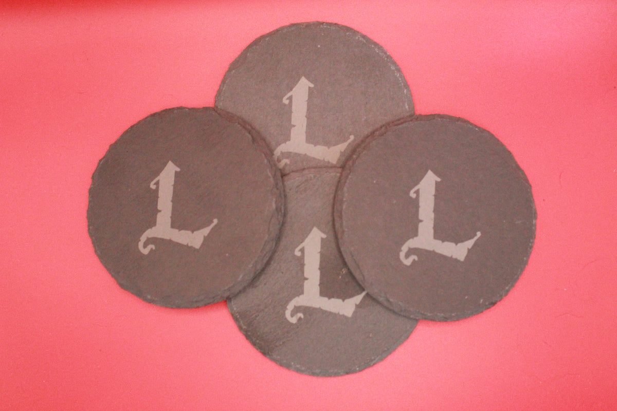 4-Round Stone Coaster With 1 Letter