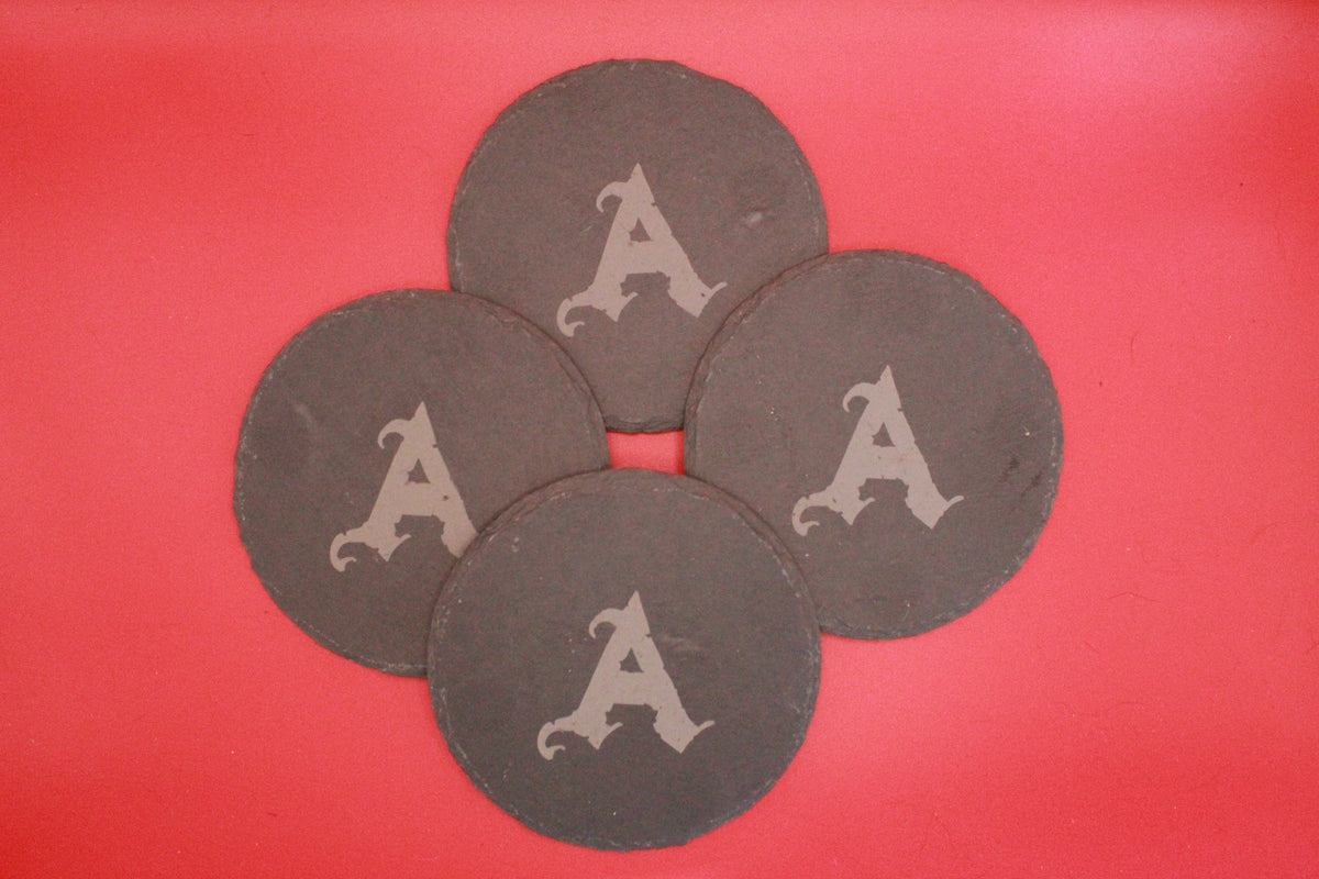 4-Round Stone Coaster With 1 Letter