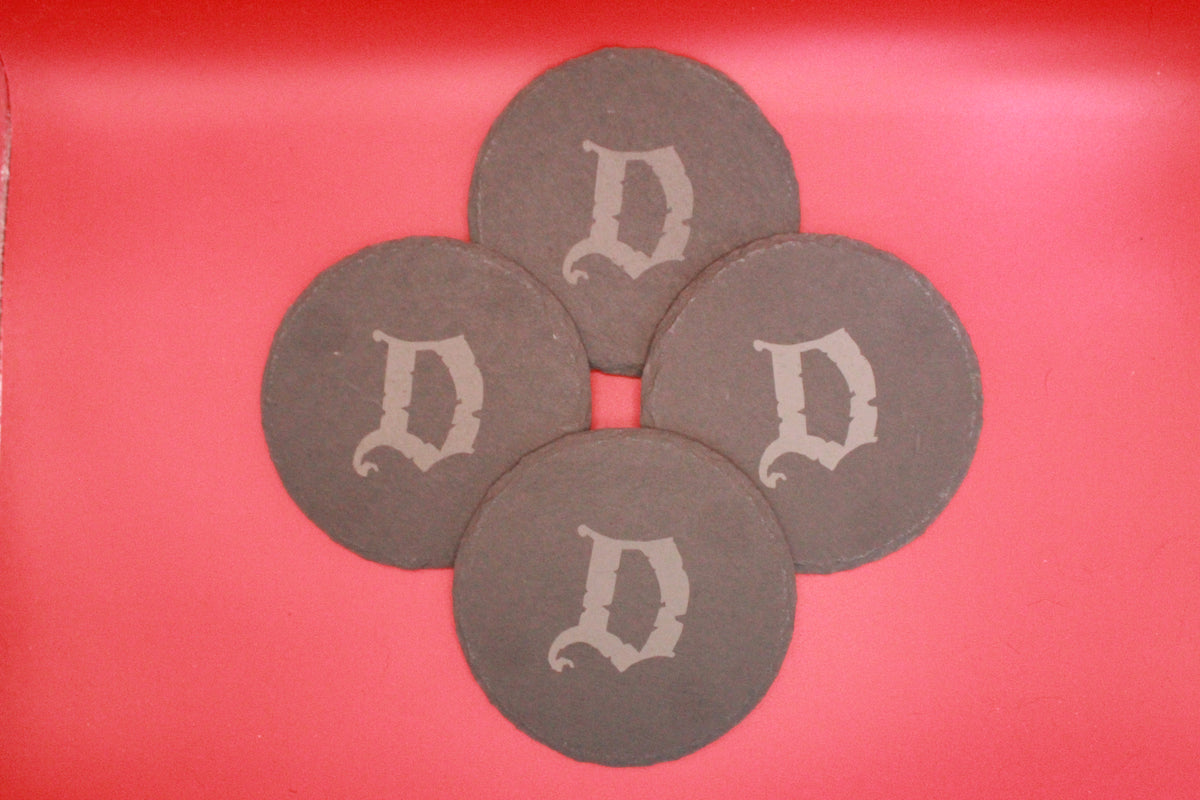 4-Round Stone Coaster With 1 Letter