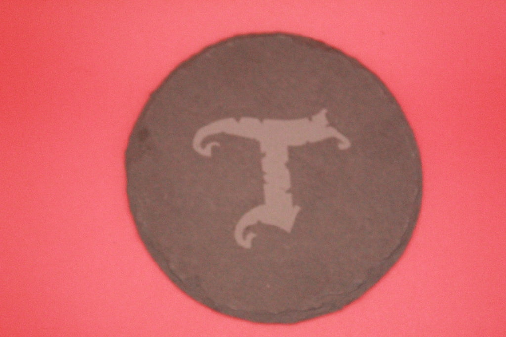 4-Round Stone Coaster With 1 Letter