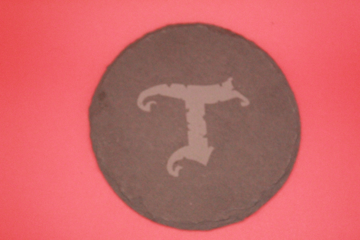 4-Round Stone Coaster With 1 Letter
