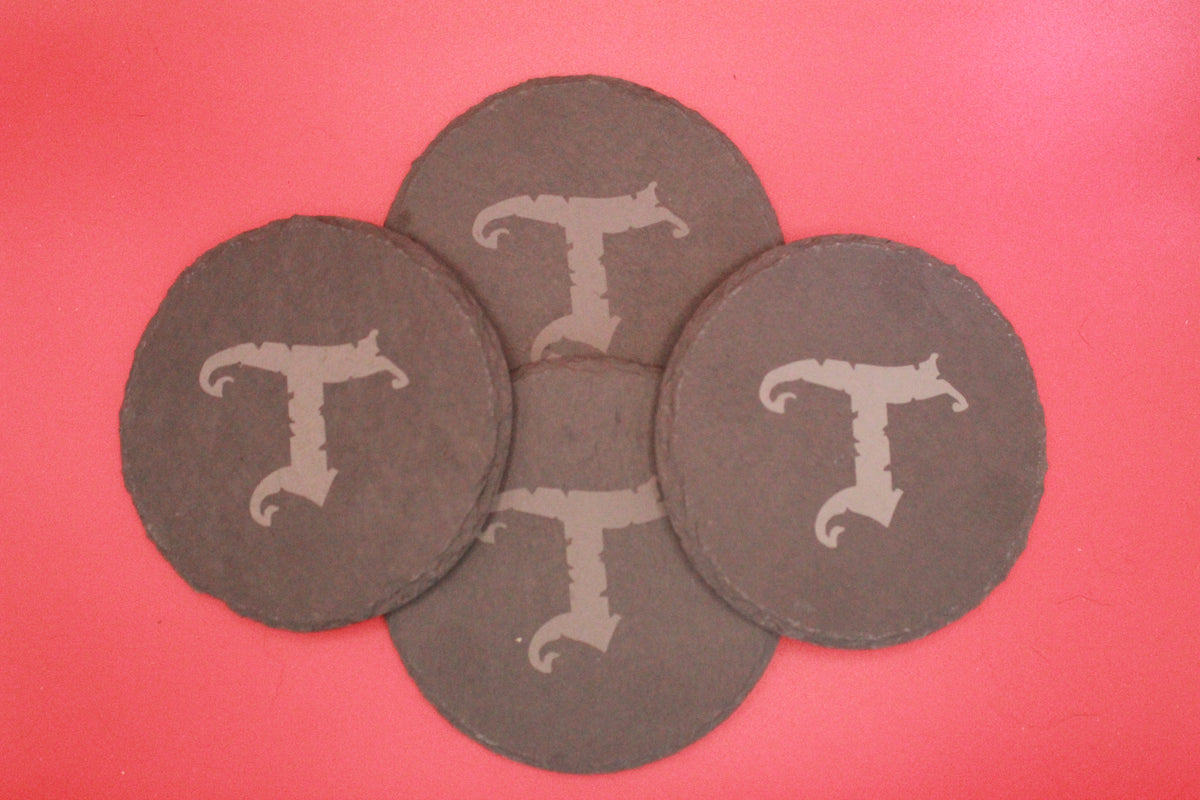 4-Round Stone Coaster With 1 Letter