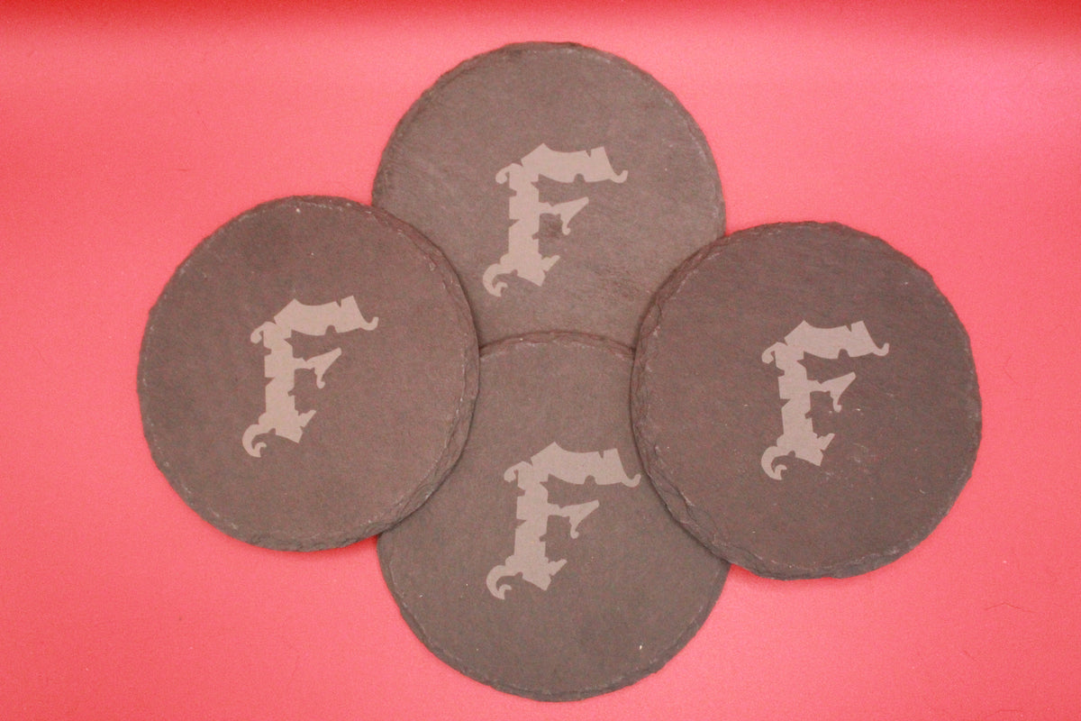 4-Round Stone Coaster With 1 Letter