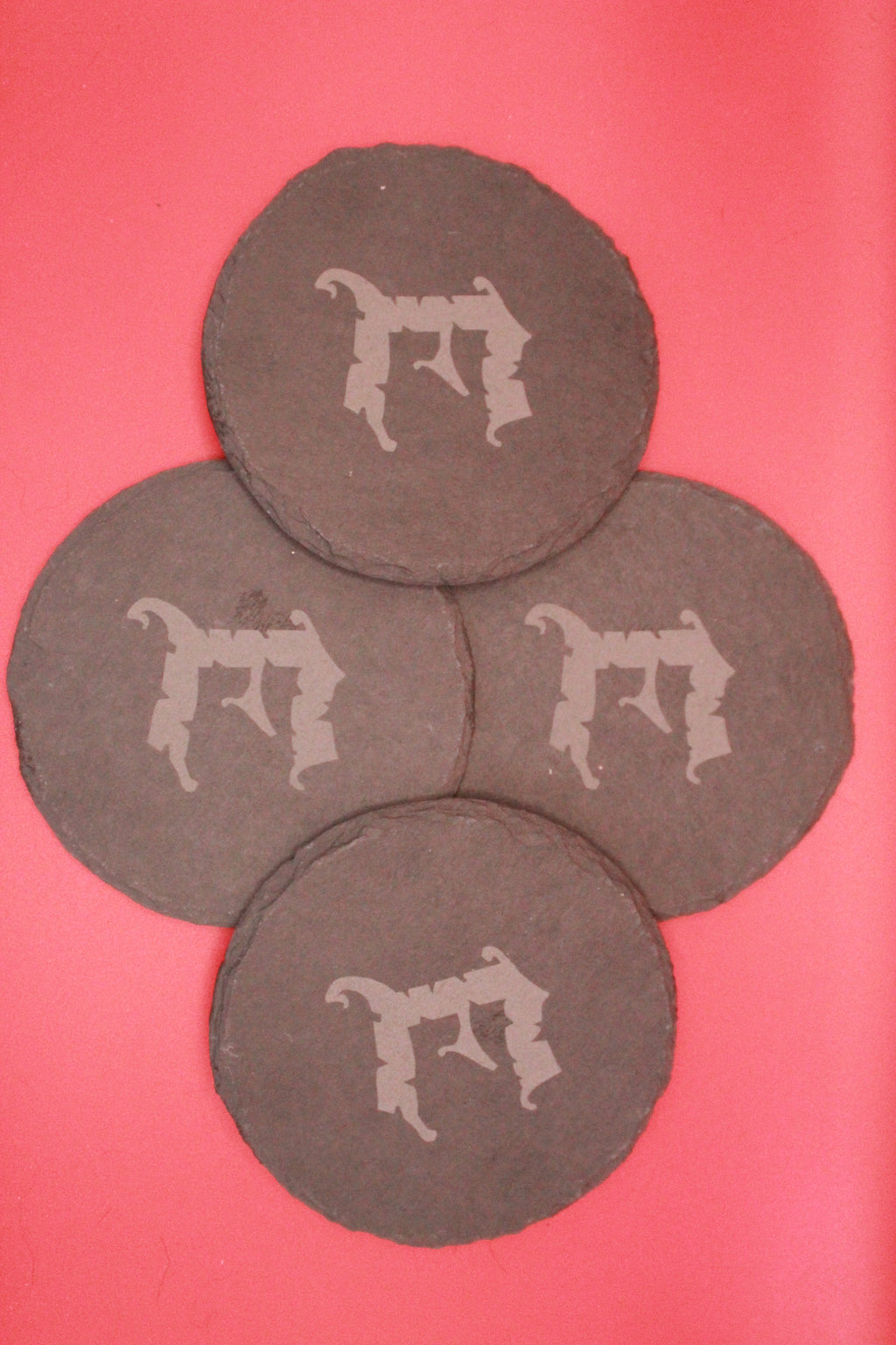 4-Round Stone Coaster With 1 Letter