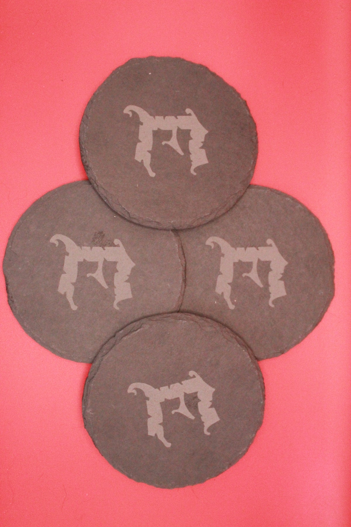 4-Round Stone Coaster With 1 Letter