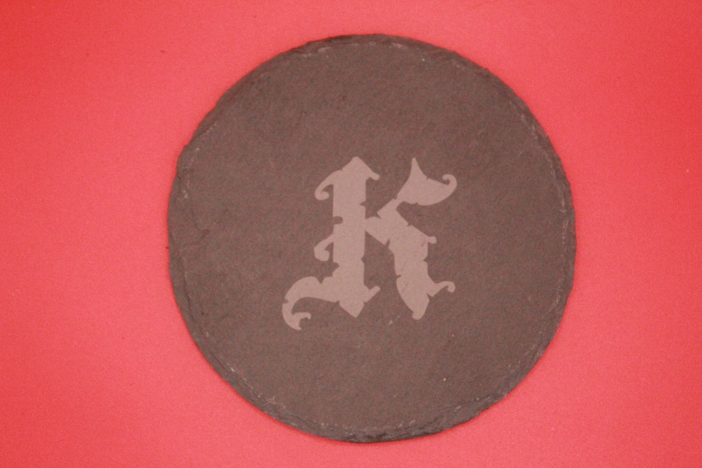 4-Round Stone Coaster With 1 Letter