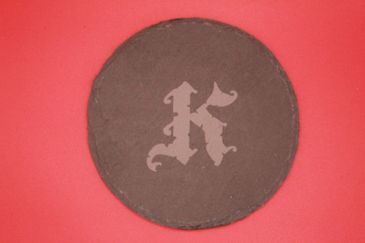 4-Round Stone Coaster With 1 Letter
