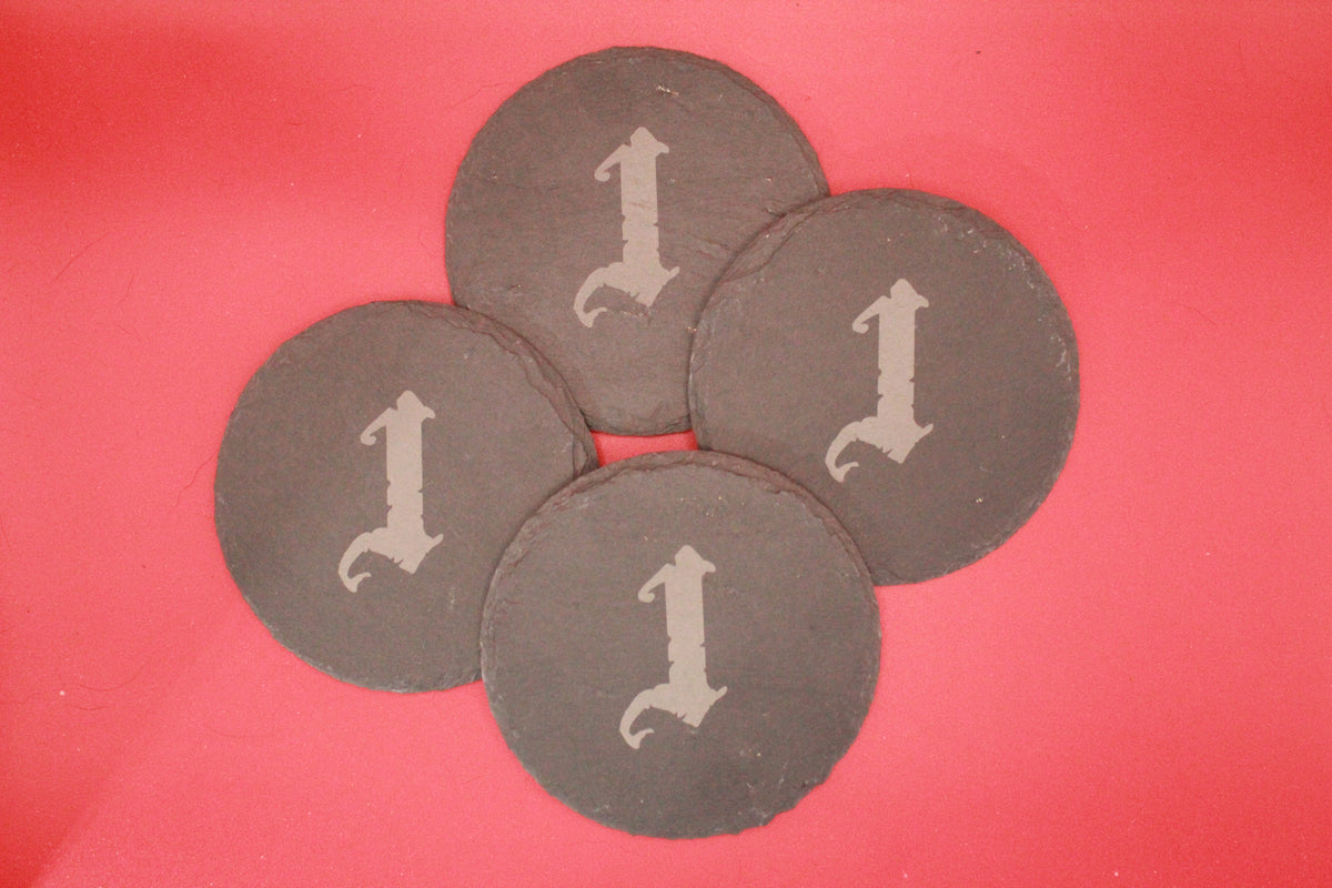4-Round Stone Coaster With 1 Letter