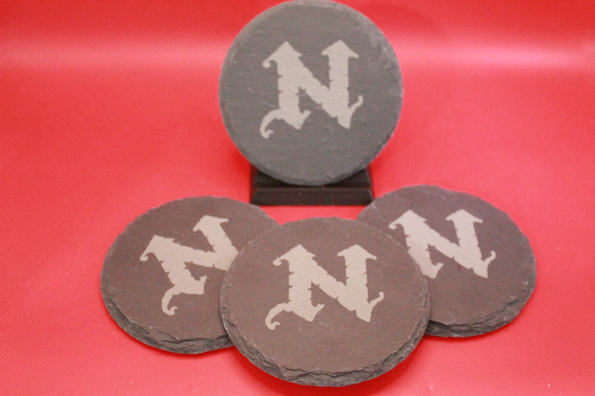 4-Round Stone Coaster With 1 Letter