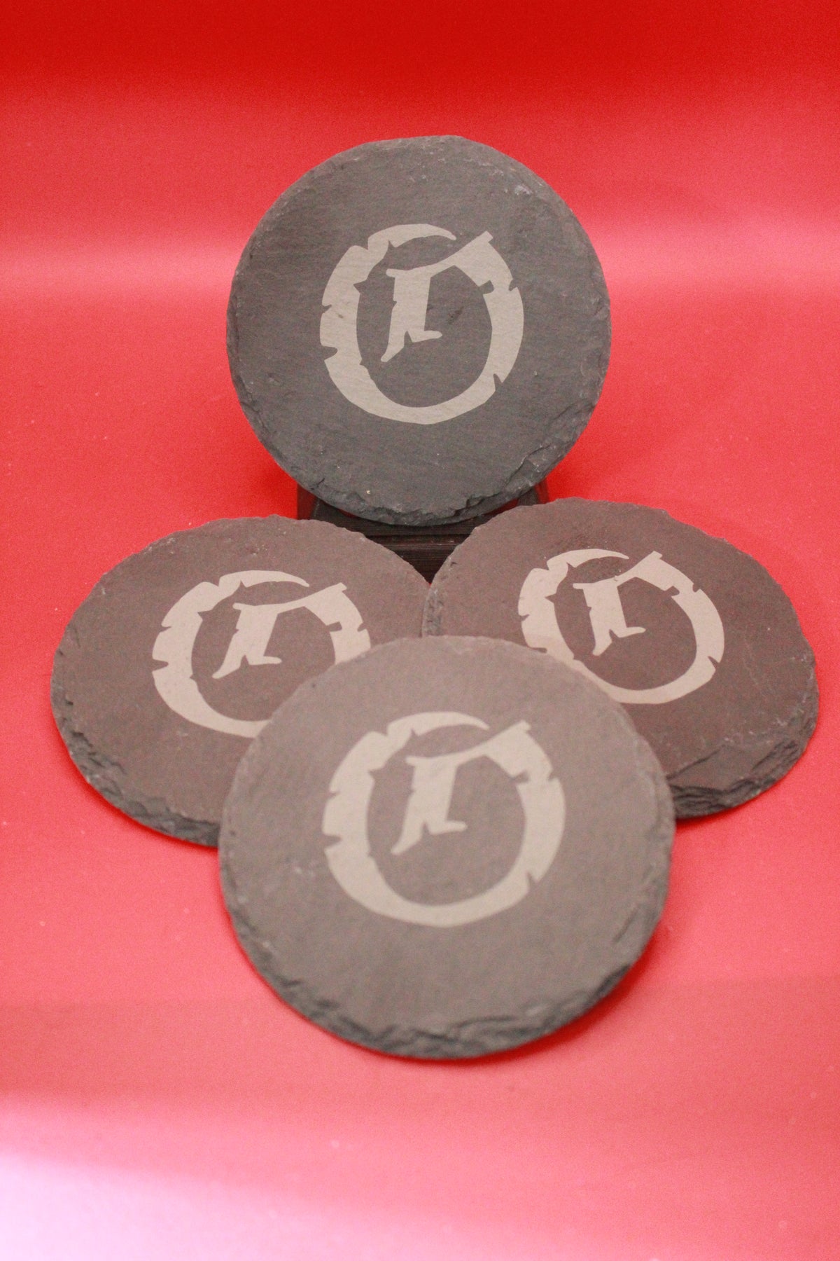 4-Round Stone Coaster With 1 Letter