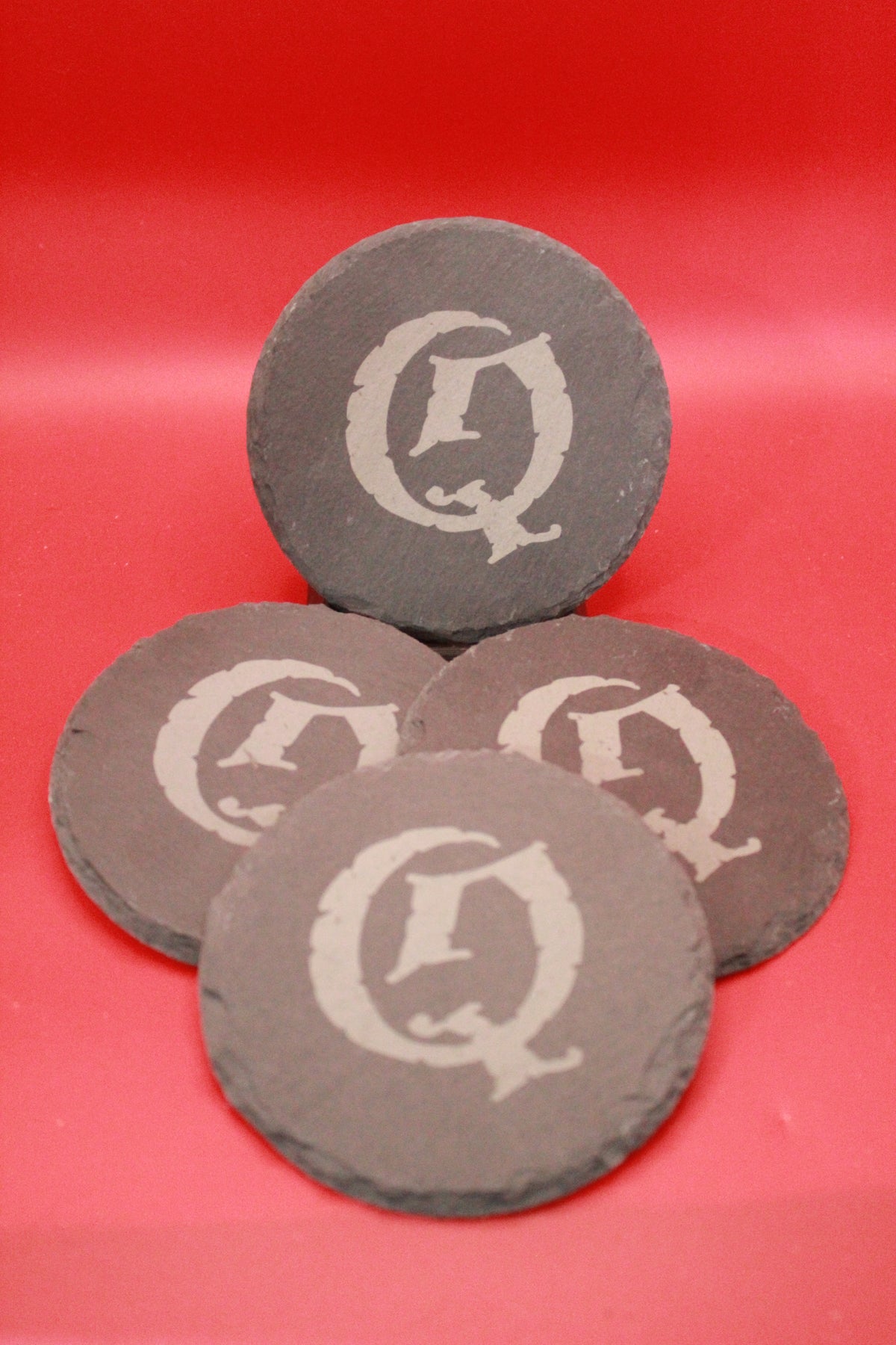 4-Round Stone Coaster With 1 Letter