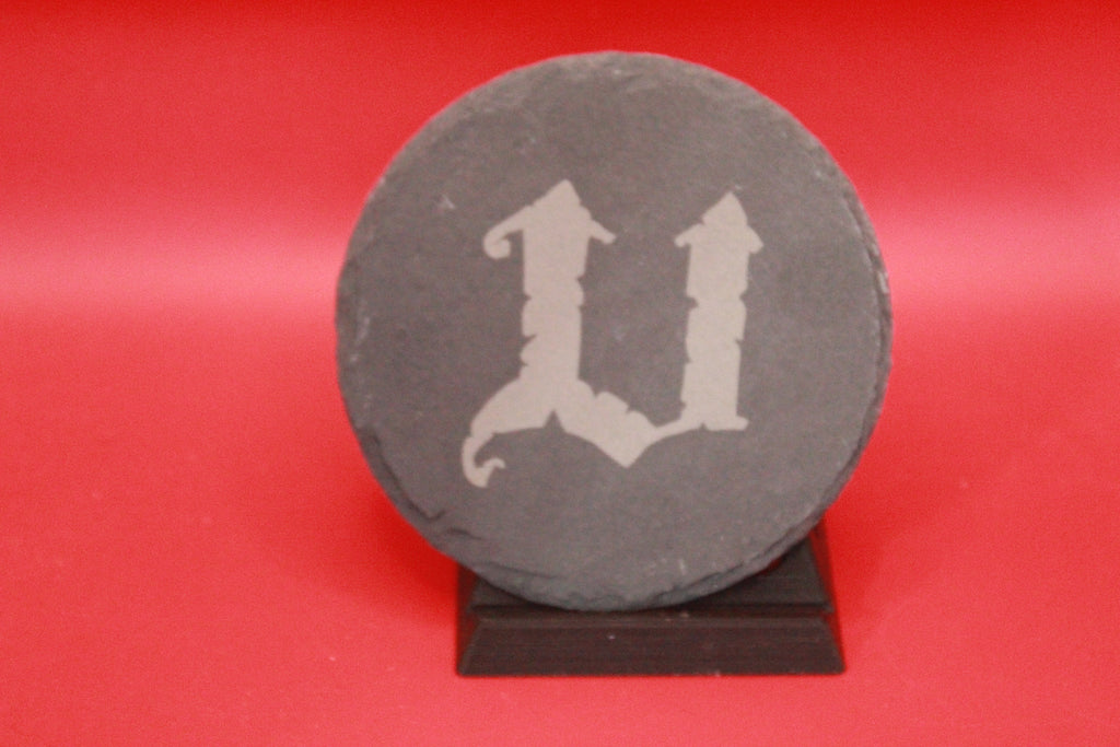 4-Round Stone Coaster With 1 Letter