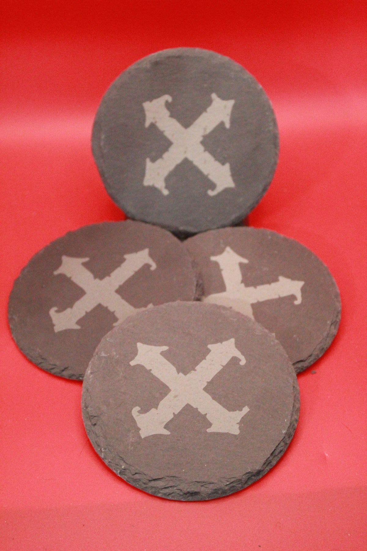 4-Round Stone Coaster With 1 Letter