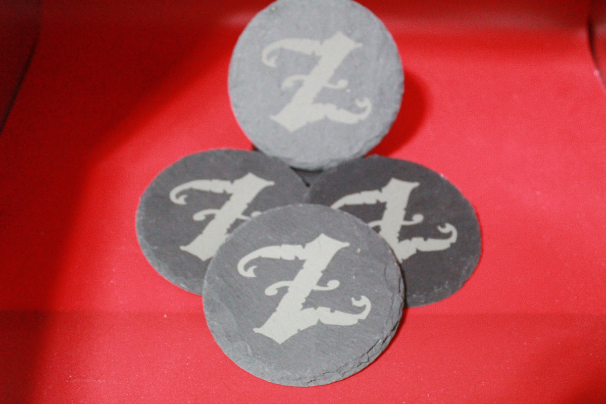 4-Round Stone Coaster With 1 Letter