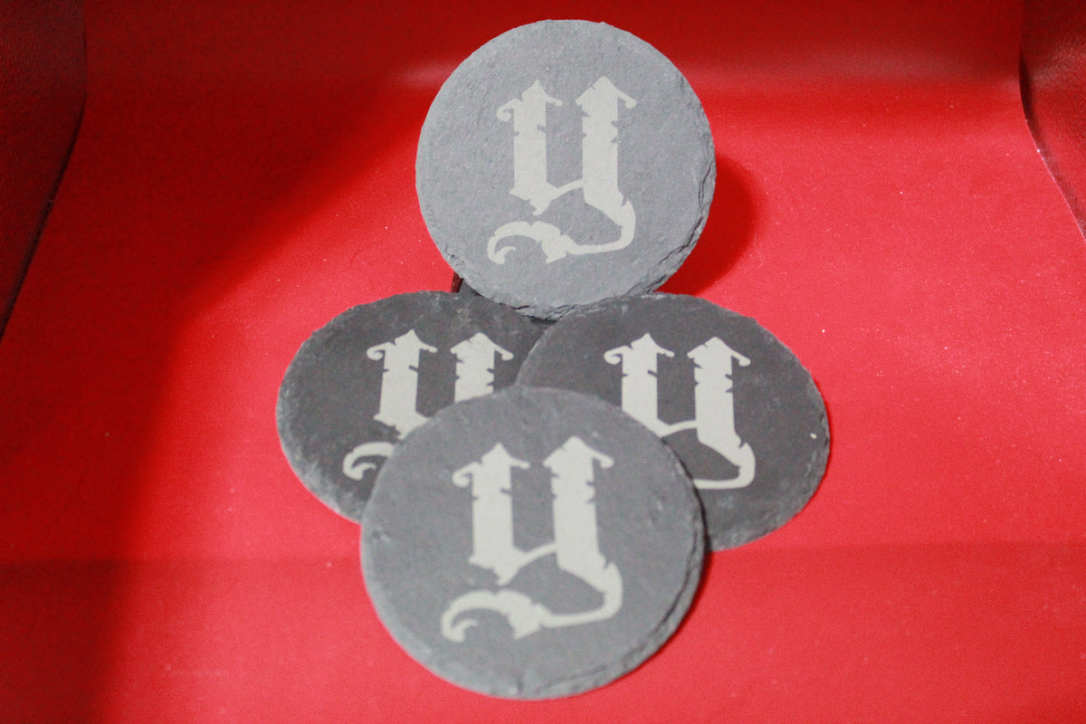 4-Round Stone Coaster With 1 Letter