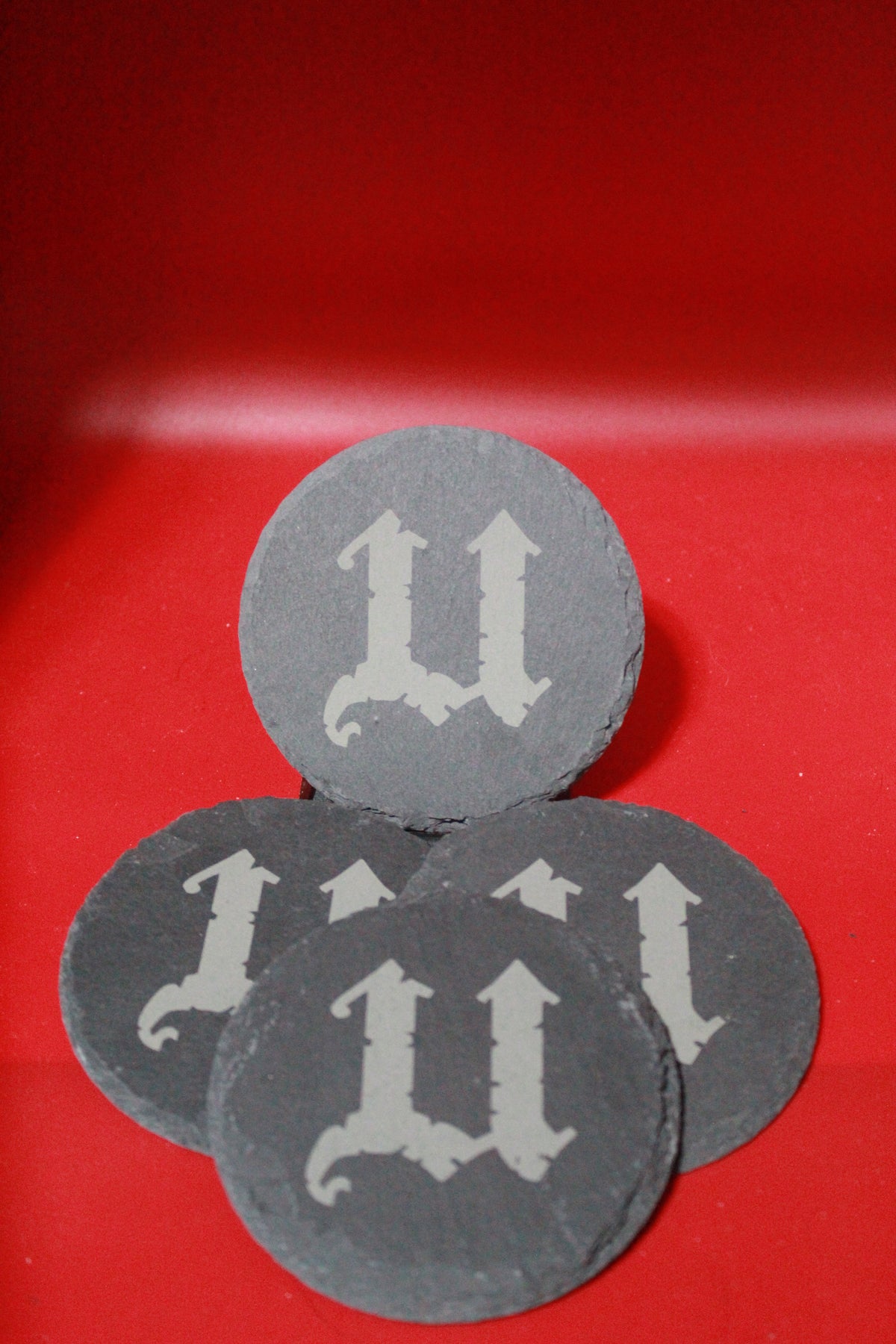 4-Round Stone Coaster With 1 Letter