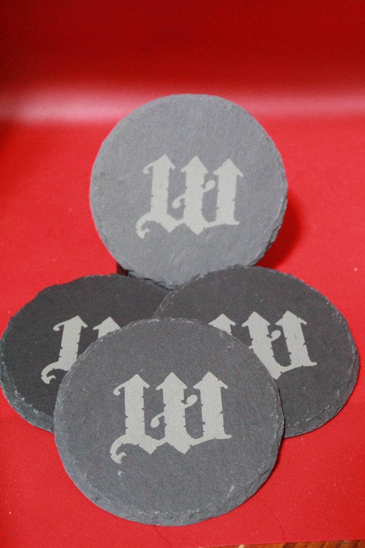 4-Round Stone Coaster With 1 Letter