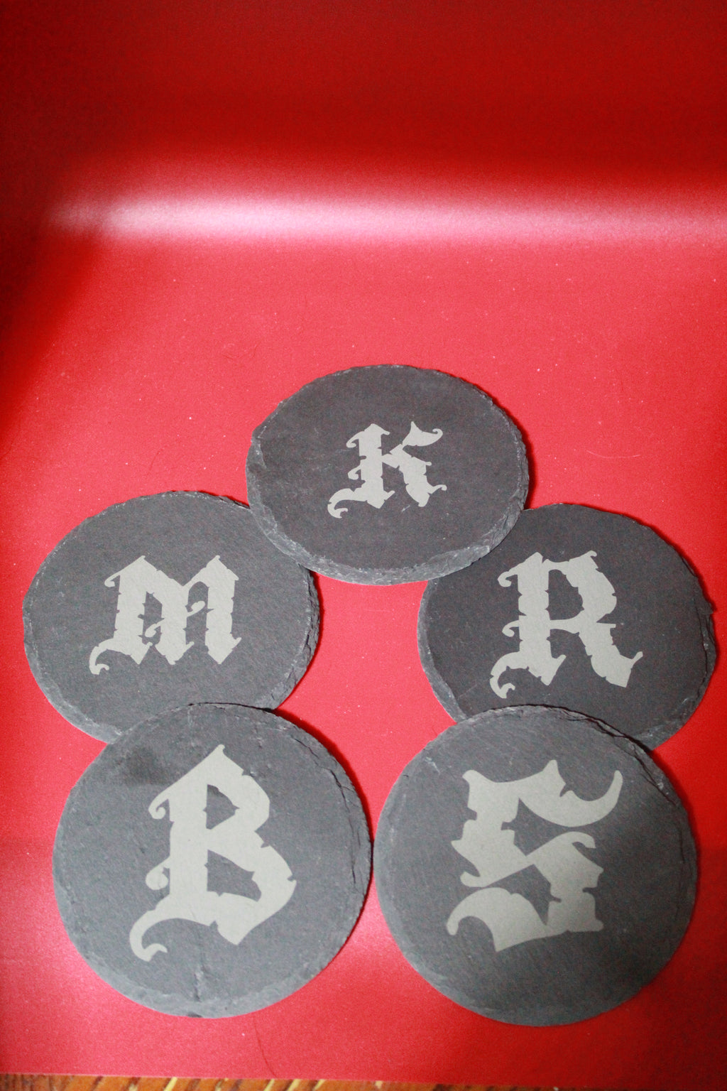 4-Round Stone Coaster With 1 Letter