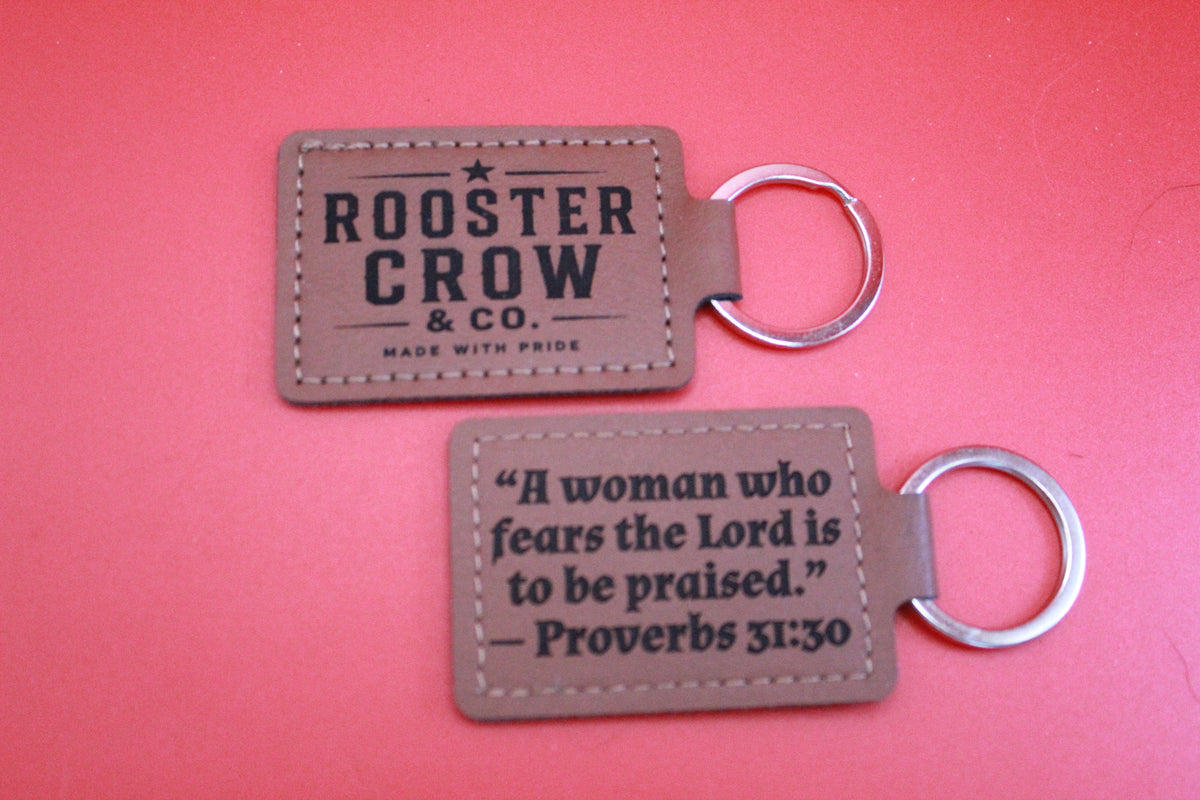 Leather Keychain with Bible Verse Proverbs 31:30