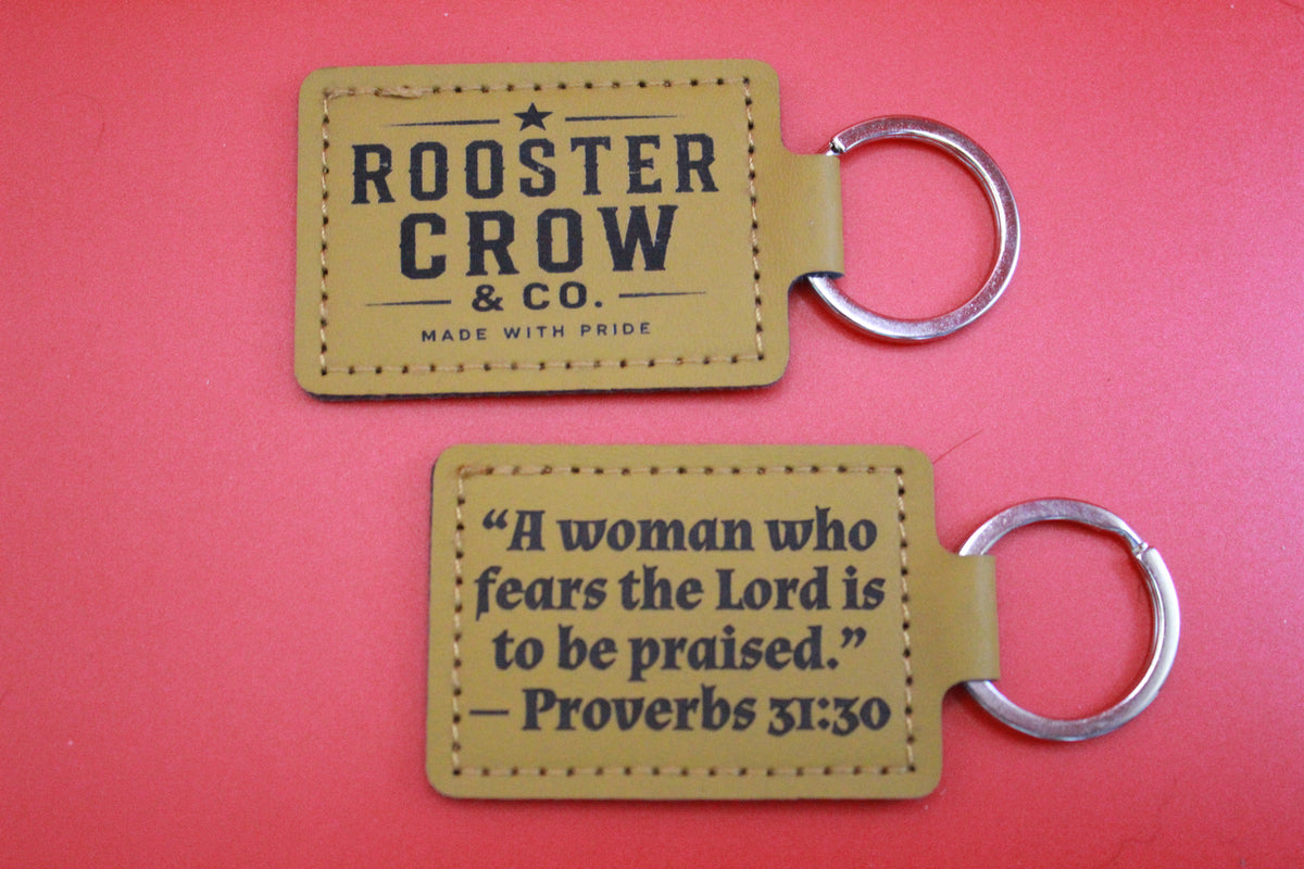Leather Keychain with Bible Verse Proverbs 31:30