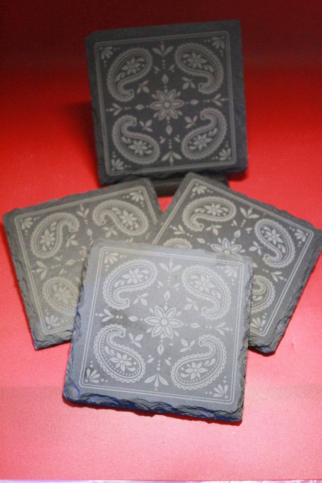 Paisley Design Slate Coasters (set of 4)