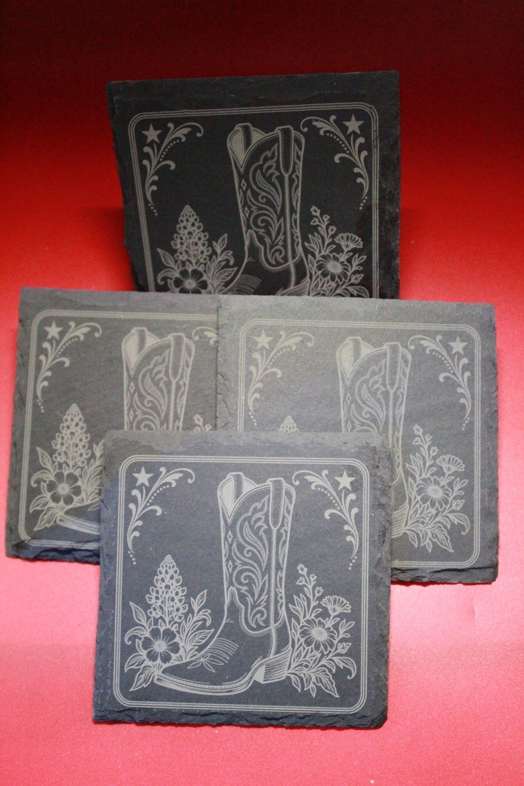 Cowboy/Cowgirl Boot Slate Coaster (set of 4)