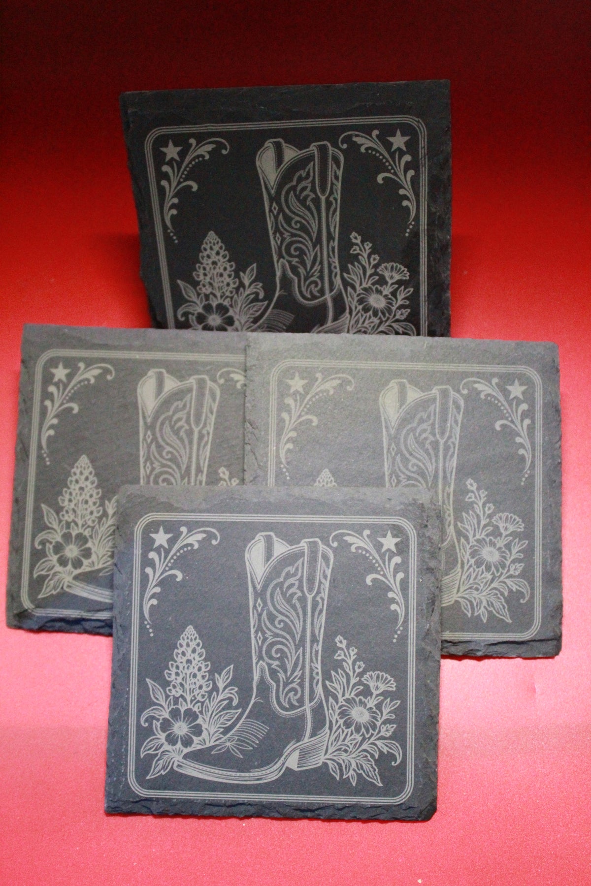 Cowboy/Cowgirl Boot Slate Coaster (set of 4)