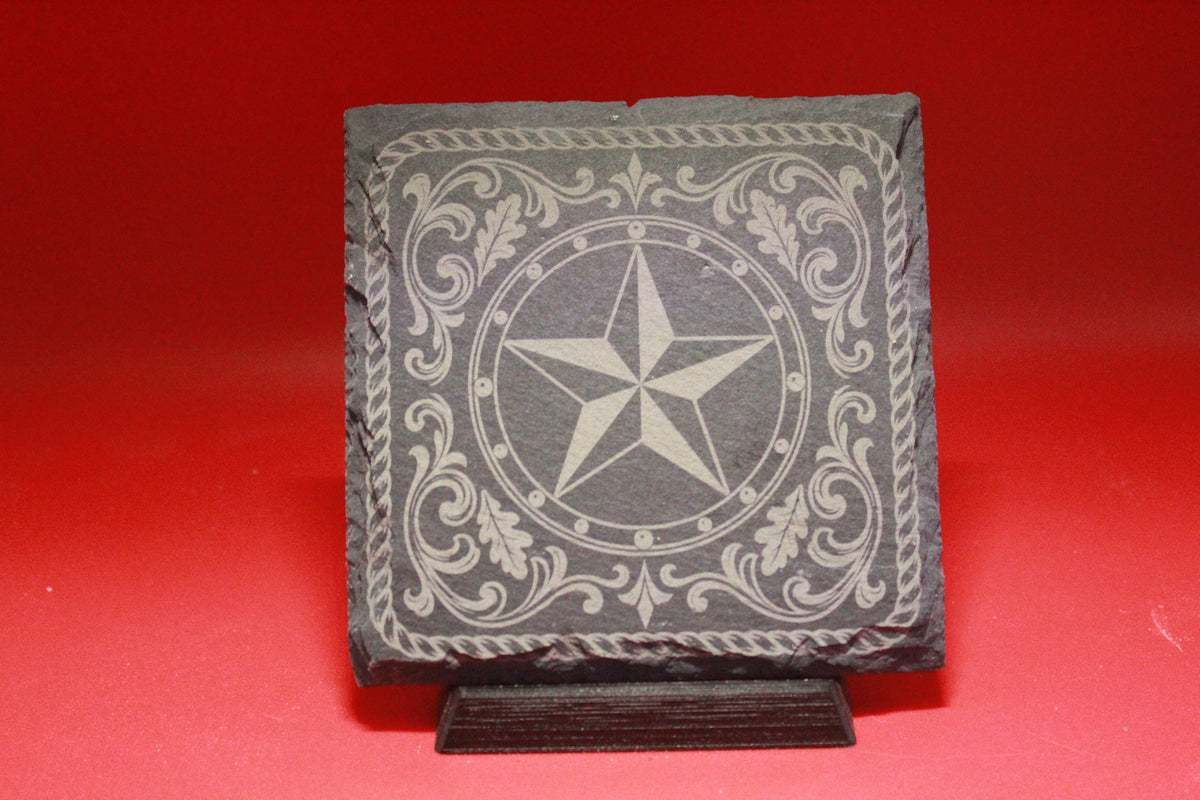 Texas Star with Rope Boarder Slate Coasters (set of 4)