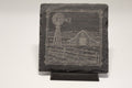 Windmill and Barn Laser Engraved Square Slate Coasters (set of 4)