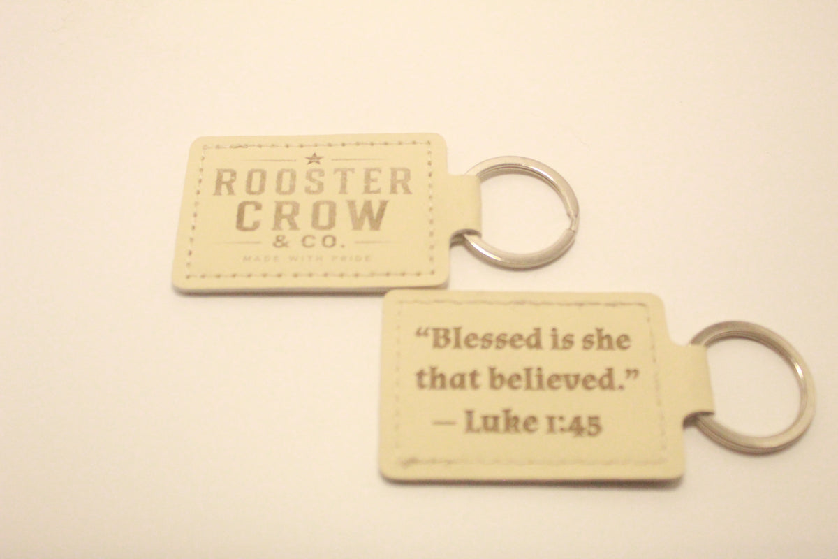 Leather Keychain with Bible Verse Luke 1:45