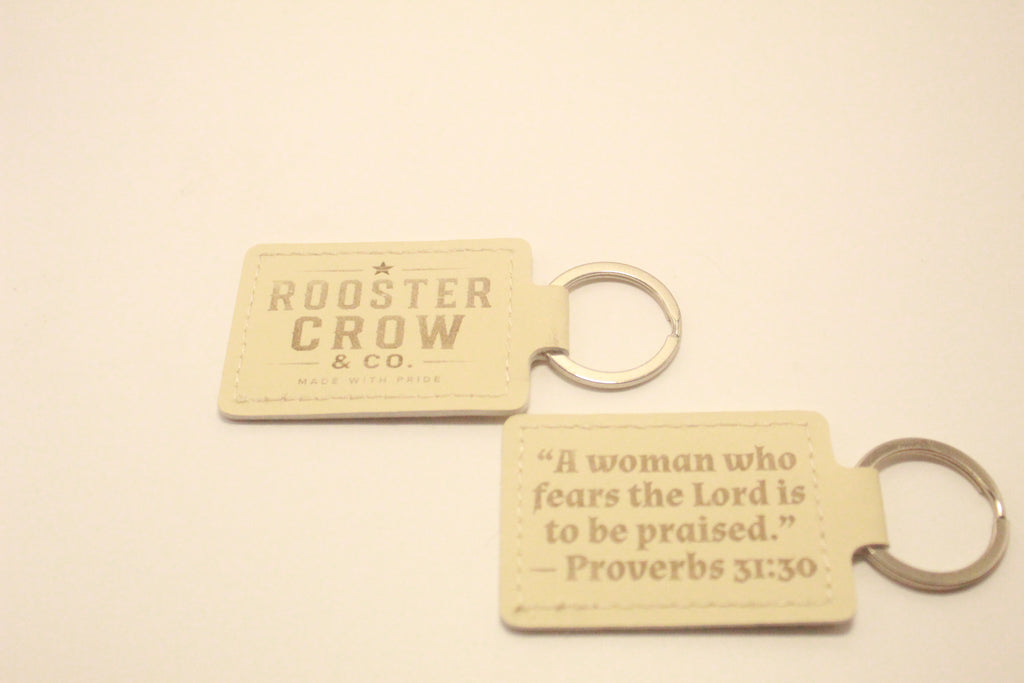 Leather Keychain with Bible Verse Proverbs 31:30