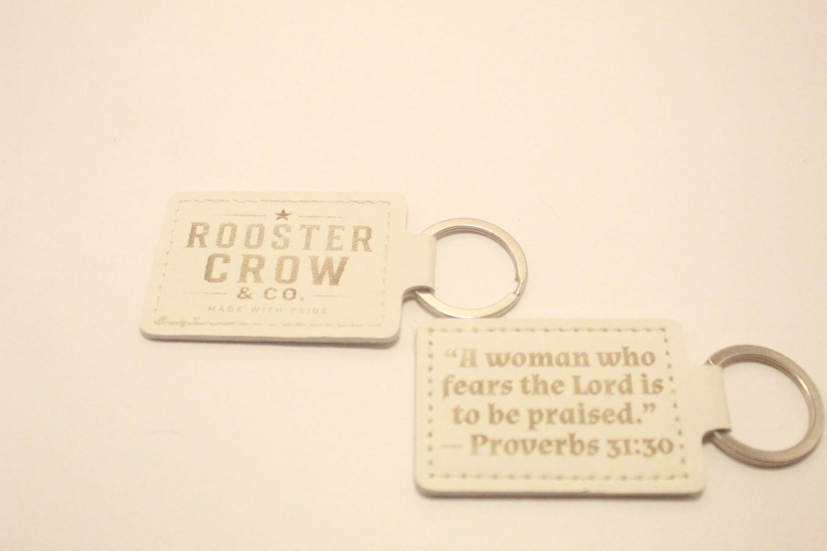 Leather Keychain with Bible Verse Proverbs 31:30