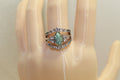 Bohemian Marquise Imitation Turquoise Rings Copper Cubic Zirconia Retro Ethnic Jewelry For Women