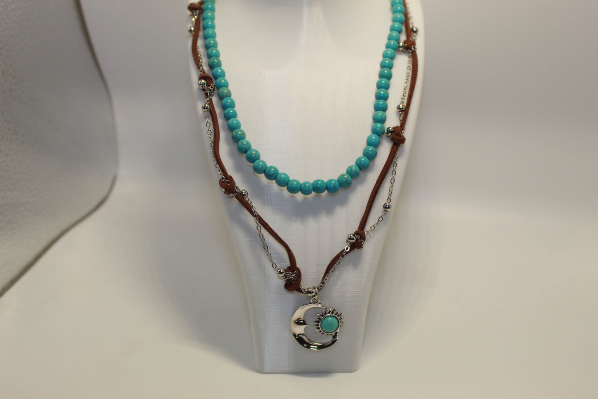 Moon and Sun Pendant Style Adjustable Necklace
