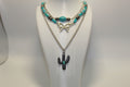 Butterfly and Cactus Layered Pendant Style Adjustable Necklace