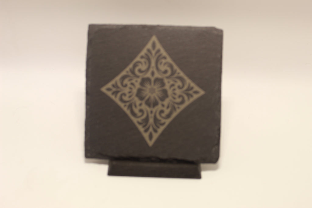Playing Card Inspired Laser Engraved Slate Coasters (set of 4)