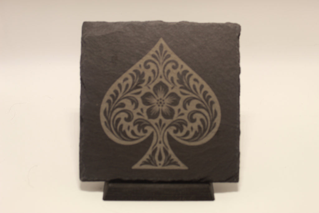 Playing Card Inspired Laser Engraved Slate Coasters (set of 4)